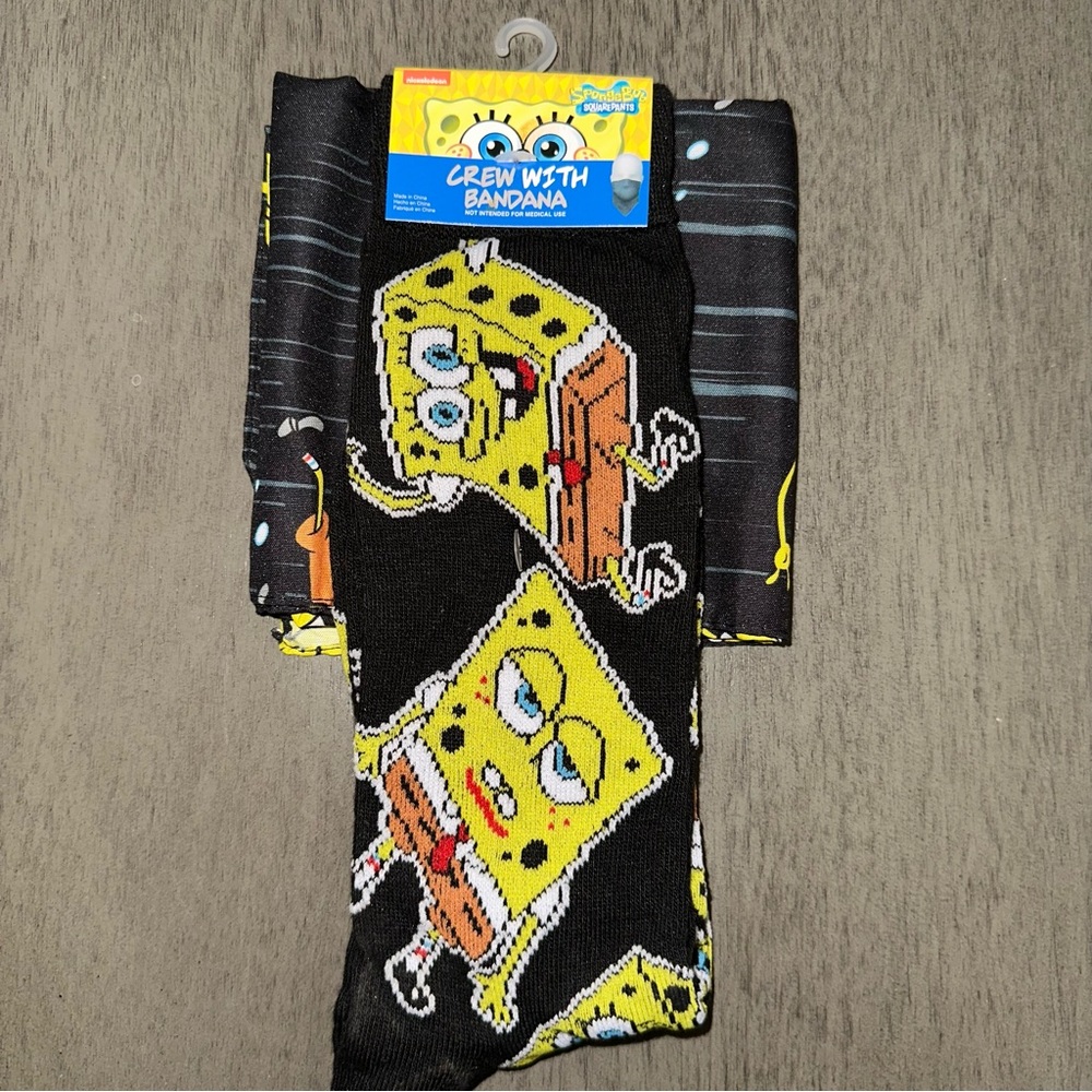 SpongeBob SquarePants Crew Socks set w/ Matching Bandana